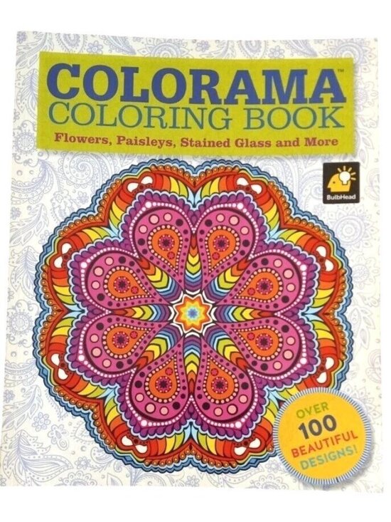 Other - Colorama Coloring Book Flowers Paisleys Stained Glass & More Telebrands Press